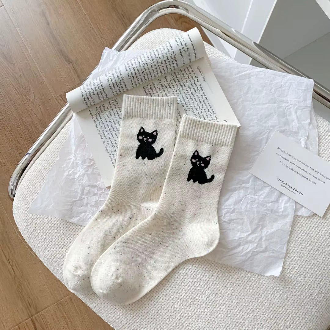 Rainbow Sprinkle Cream Cat Socks