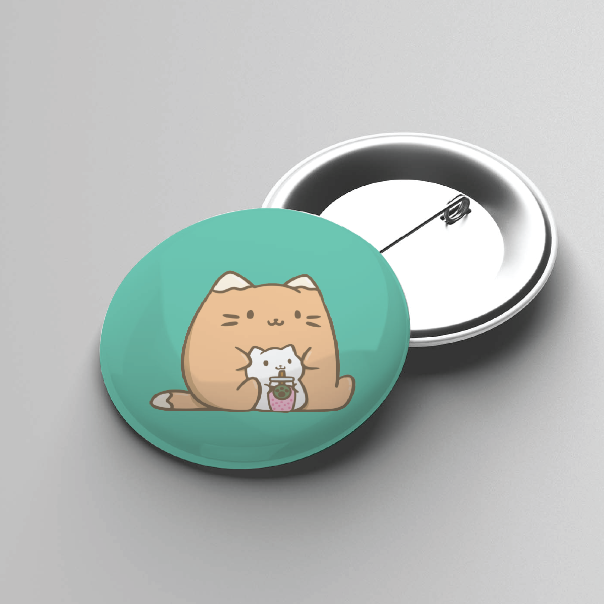 Boba Cats Button Pin