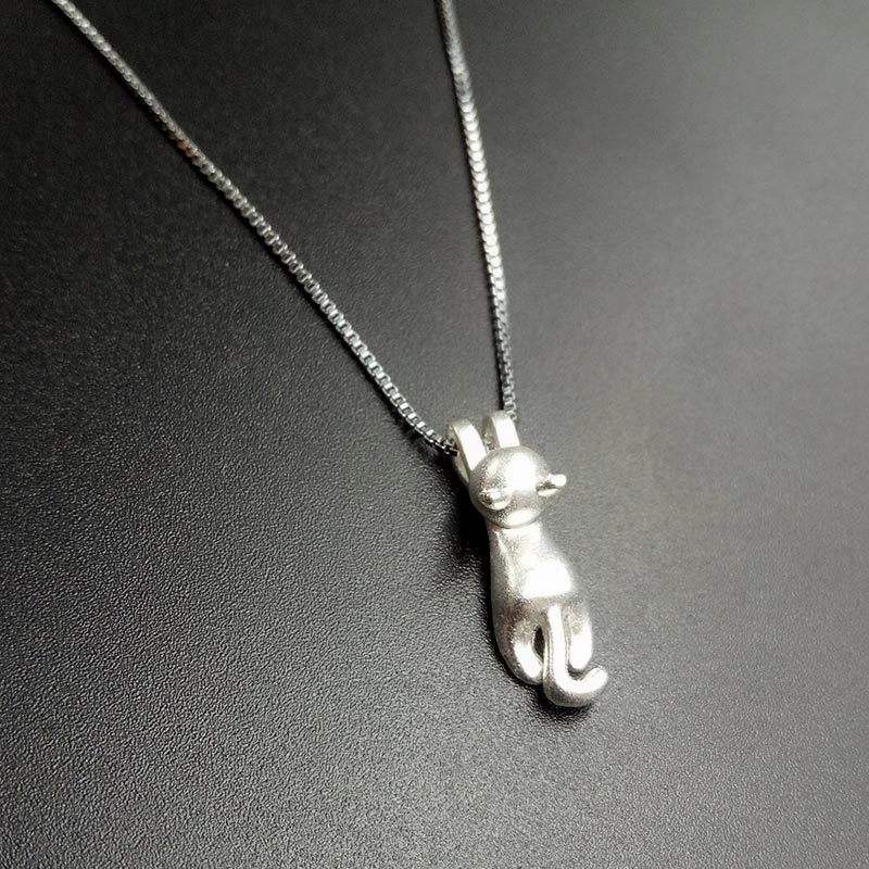 Cat Dangle Necklace - Stainless Steel