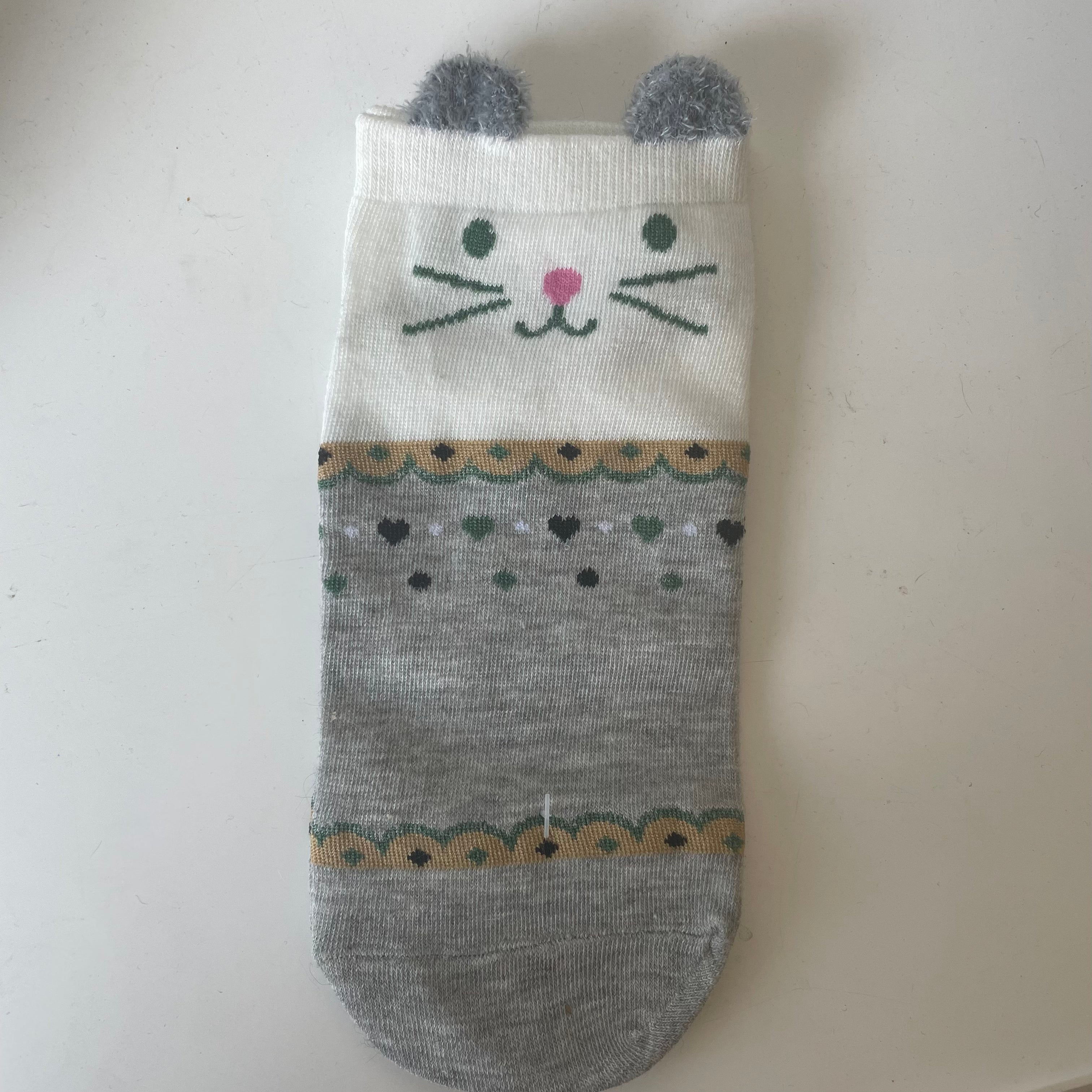 Grey Kitty Socks with Ears