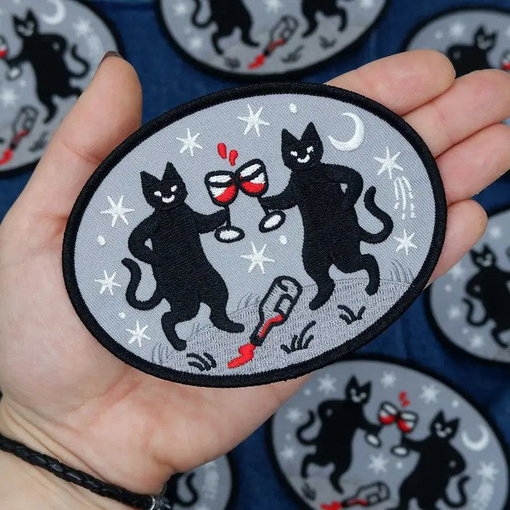 Cheers! Wine Cats Iron-On Patch