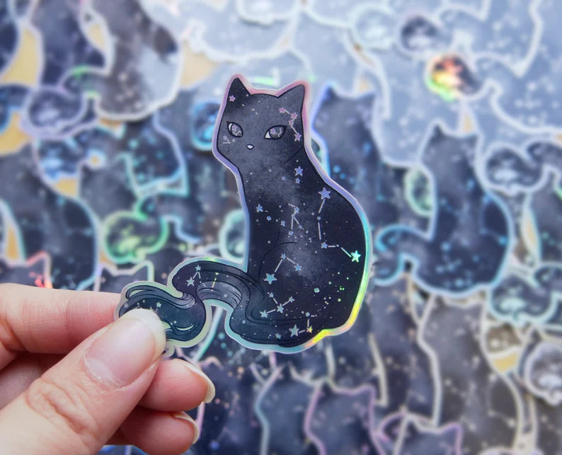 Holographic Starry Cat Sticker