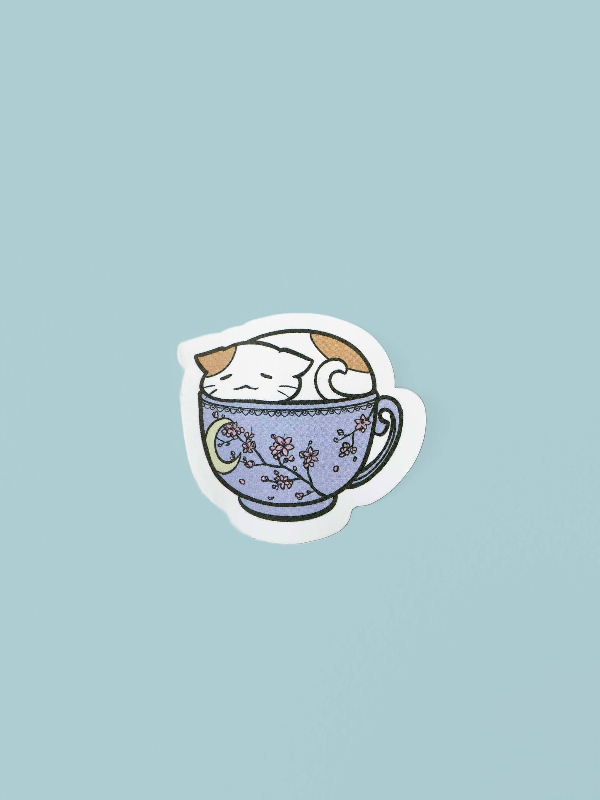 Teacup Kitty Sticker