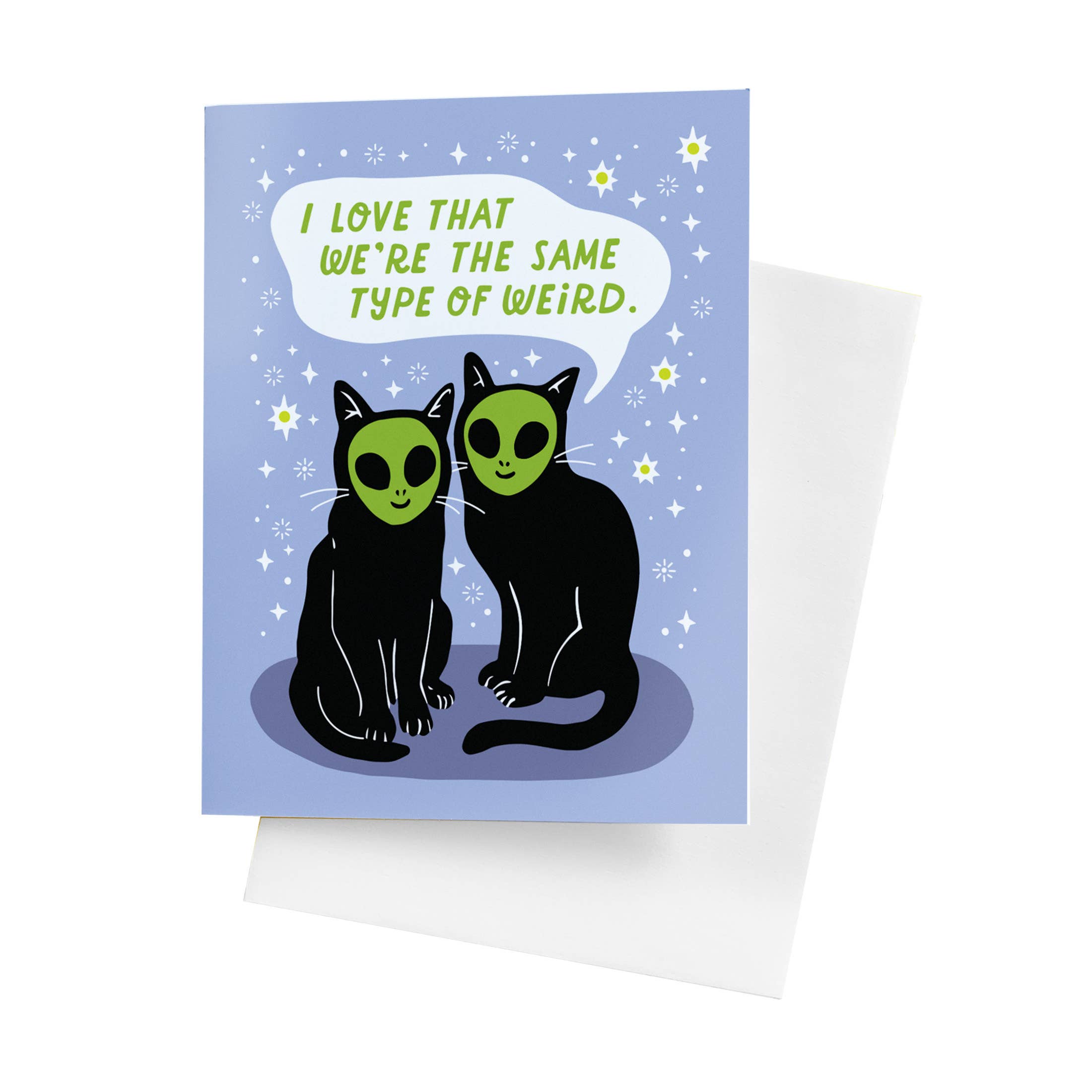 Alien Cat Friends Greeting Card from 5 Eye Studio