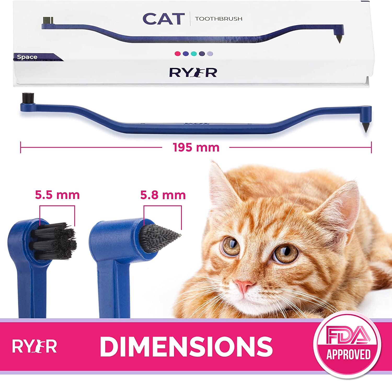 RYERCAT Dual Sided Cat Toothbrush