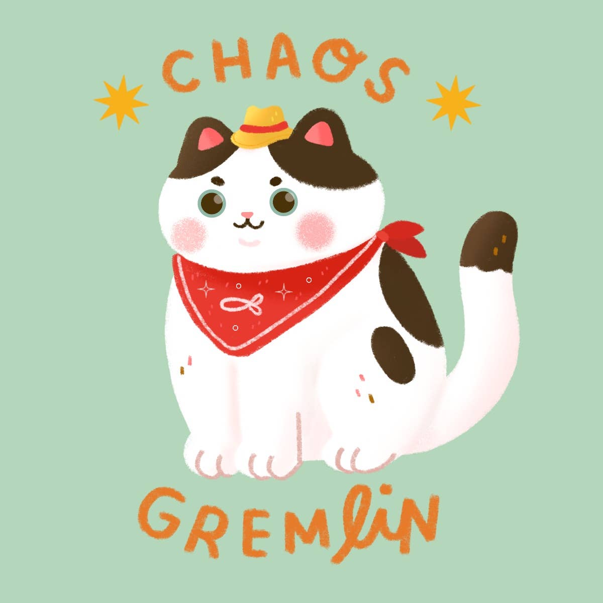 Chaos Gremlin Cat Stickers: Black and White Cat