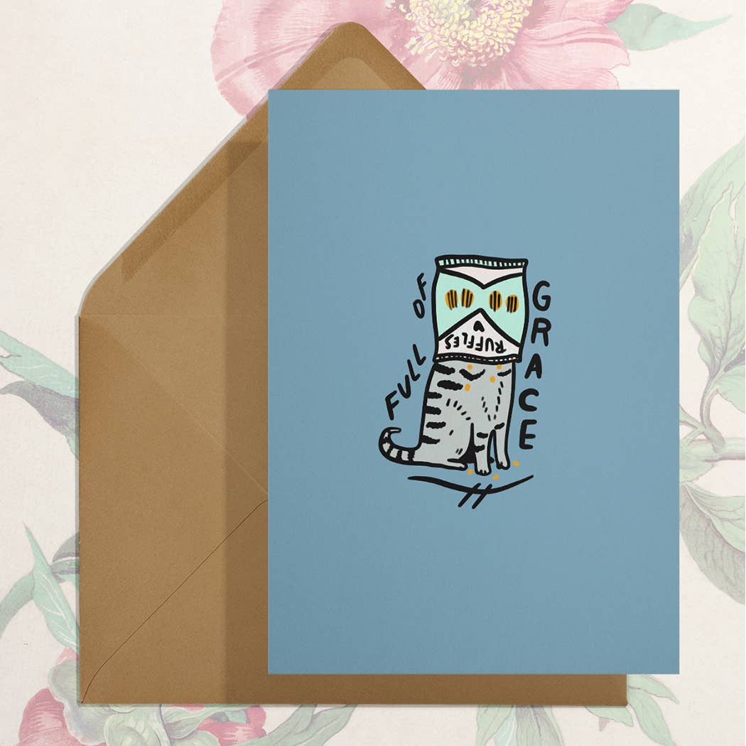 Full of Grace Cat Greeting Card from Stay Home Club